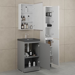 Style Line Мебель для ванной с кварцевой раковиной антрацит Батлер 50 серая Люкс антискрейтч Plus – фотография-4